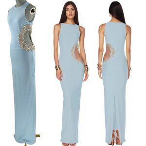 🆕 BRONX & BANCO 🧿 NWOT Camila Rhinestone Cutout Maxi, Powder Blue, Sz L US 8